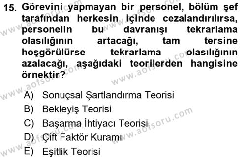 Küçük İşletme Yönetimi Dersi 2022 - 2023 Yılı Yaz Okulu Sınavı 15. Soru