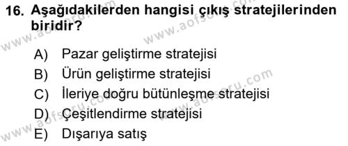 Küçük İşletme Yönetimi Dersi 2022 - 2023 Yılı Yaz Okulu Sınavı 16. Soru