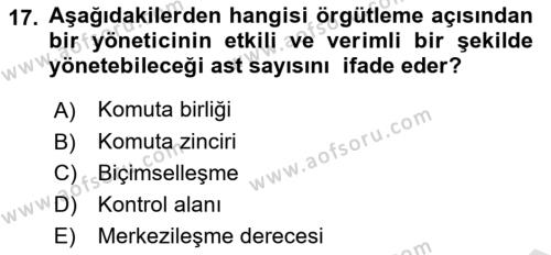 Küçük İşletme Yönetimi Dersi 2022 - 2023 Yılı Yaz Okulu Sınavı 17. Soru