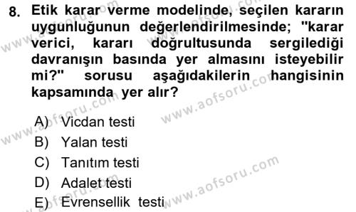 Küçük İşletme Yönetimi Dersi 2022 - 2023 Yılı Yaz Okulu Sınavı 8. Soru