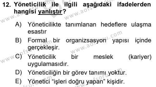 Küçük İşletme Yönetimi Dersi 2023 - 2024 Yılı (Final) Dönem Sonu Sınavı 12. Soru