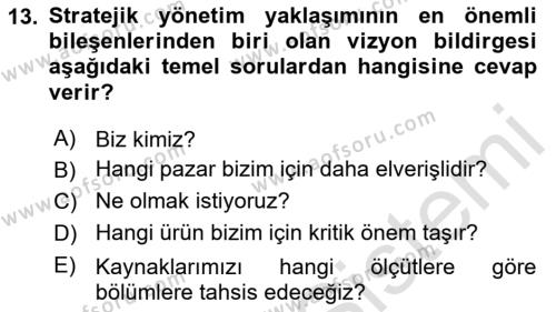 Küçük İşletme Yönetimi Dersi 2023 - 2024 Yılı (Final) Dönem Sonu Sınavı 13. Soru