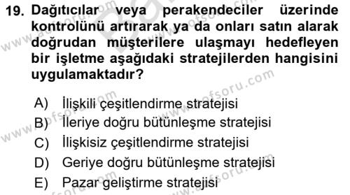 Küçük İşletme Yönetimi Dersi 2023 - 2024 Yılı (Final) Dönem Sonu Sınavı 19. Soru