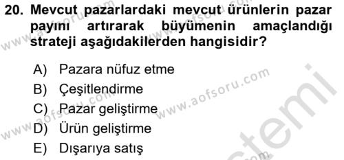 Küçük İşletme Yönetimi Dersi 2023 - 2024 Yılı (Final) Dönem Sonu Sınavı 20. Soru