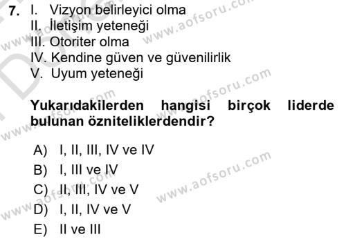 Küçük İşletme Yönetimi Dersi 2023 - 2024 Yılı (Final) Dönem Sonu Sınavı 7. Soru