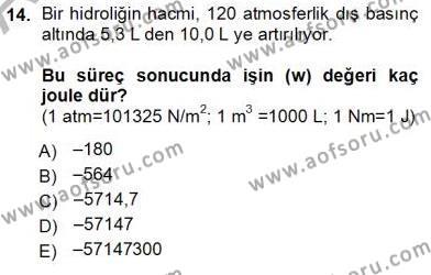 Genel Kimya 1 Dersi 2012 - 2013 Yılı (Vize) Ara Sınavı 14. Soru