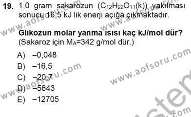 Genel Kimya 1 Dersi 2012 - 2013 Yılı (Vize) Ara Sınavı 19. Soru
