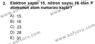Genel Kimya 1 Dersi 2012 - 2013 Yılı (Vize) Ara Sınavı 2. Soru