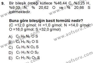 Genel Kimya 1 Dersi 2012 - 2013 Yılı (Vize) Ara Sınavı 9. Soru