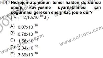 Genel Kimya 1 Dersi 2012 - 2013 Yılı (Final) Dönem Sonu Sınavı 11. Soru