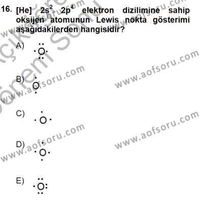 Genel Kimya 1 Dersi 2012 - 2013 Yılı (Final) Dönem Sonu Sınavı 16. Soru