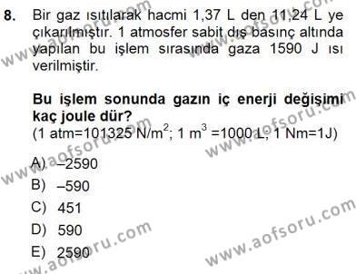 Genel Kimya 1 Dersi 2012 - 2013 Yılı (Final) Dönem Sonu Sınavı 8. Soru