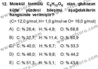 Genel Kimya 1 Dersi 2013 - 2014 Yılı (Vize) Ara Sınavı 12. Soru