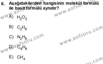Genel Kimya 1 Dersi 2013 - 2014 Yılı (Vize) Ara Sınavı 6. Soru
