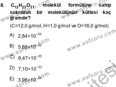 Genel Kimya 1 Dersi 2013 - 2014 Yılı (Vize) Ara Sınavı 8. Soru