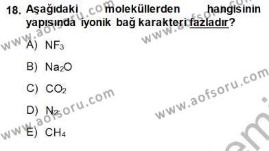 Genel Kimya 1 Dersi 2013 - 2014 Yılı (Final) Dönem Sonu Sınavı 18. Soru