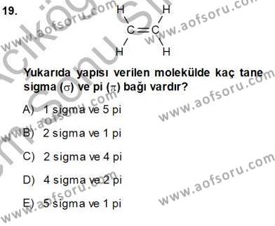 Genel Kimya 1 Dersi 2013 - 2014 Yılı (Final) Dönem Sonu Sınavı 19. Soru