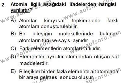 Genel Kimya 1 Dersi 2013 - 2014 Yılı (Final) Dönem Sonu Sınavı 2. Soru
