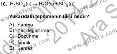 Genel Kimya 1 Dersi 2014 - 2015 Yılı (Vize) Ara Sınavı 10. Soru