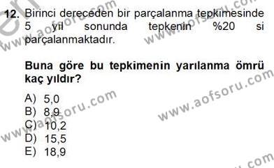 Genel Kimya 2 Dersi 2012 - 2013 Yılı (Final) Dönem Sonu Sınavı 12. Soru