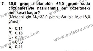 Genel Kimya 2 Dersi 2012 - 2013 Yılı (Final) Dönem Sonu Sınavı 7. Soru