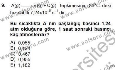 Genel Kimya 2 Dersi 2012 - 2013 Yılı (Final) Dönem Sonu Sınavı 9. Soru