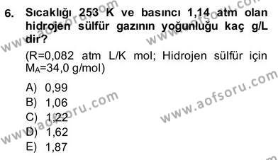 Genel Kimya 2 Dersi 2013 - 2014 Yılı (Vize) Ara Sınavı 6. Soru