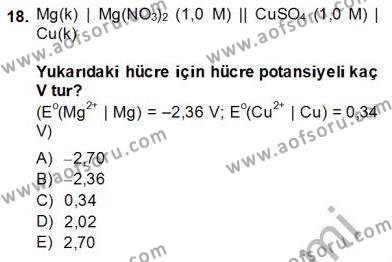 Genel Kimya 2 Dersi 2013 - 2014 Yılı (Final) Dönem Sonu Sınavı 18. Soru