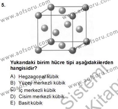 Genel Kimya 2 Dersi 2013 - 2014 Yılı (Final) Dönem Sonu Sınavı 5. Soru