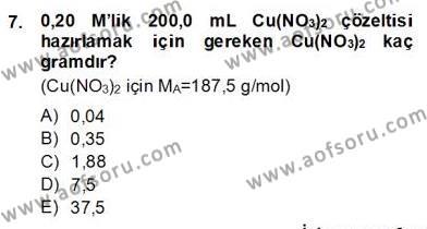 Genel Kimya 2 Dersi 2013 - 2014 Yılı (Final) Dönem Sonu Sınavı 7. Soru