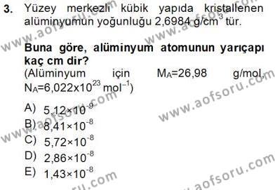 Genel Kimya 2 Dersi 2014 - 2015 Yılı (Final) Dönem Sonu Sınavı 3. Soru