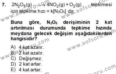Genel Kimya 2 Dersi 2014 - 2015 Yılı (Final) Dönem Sonu Sınavı 7. Soru