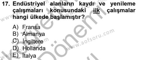Restorasyon ve Koruma İlkeleri Dersi 2012 - 2013 Yılı (Final) Dönem Sonu Sınavı 17. Soru