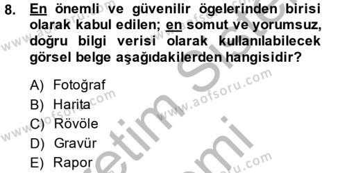 Restorasyon ve Koruma İlkeleri Dersi 2013 - 2014 Yılı (Final) Dönem Sonu Sınavı 8. Soru