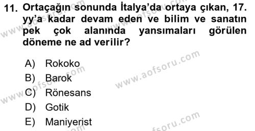 Kültürel Miras Yönetimi Dersi 2021 - 2022 Yılı Yaz Okulu Sınavı 11. Soru