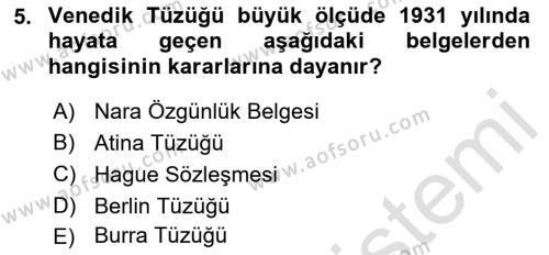 Kültürel Miras Yönetimi Dersi 2023 - 2024 Yılı (Vize) Ara Sınavı 5. Soru