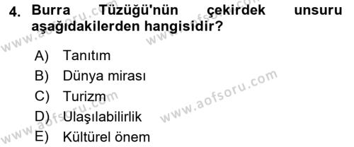 Kültürel Miras Yönetimi Dersi 2023 - 2024 Yılı Yaz Okulu Sınavı 4. Soru