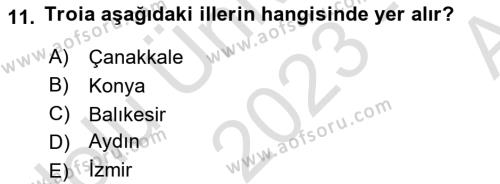 Türkiye´nin Kültürel Mirası 1 Dersi 2023 - 2024 Yılı (Vize) Ara Sınavı 11. Soru