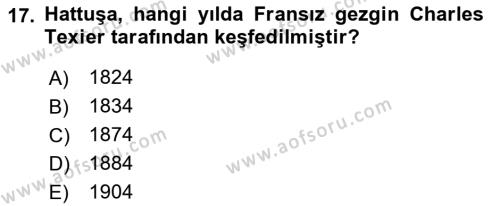 Türkiye´nin Kültürel Mirası 1 Dersi 2023 - 2024 Yılı (Vize) Ara Sınavı 17. Soru