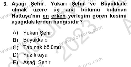 Türkiye´nin Kültürel Mirası 1 Dersi 2023 - 2024 Yılı (Vize) Ara Sınavı 3. Soru