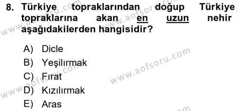 Türkiye´nin Kültürel Mirası 1 Dersi 2023 - 2024 Yılı (Vize) Ara Sınavı 8. Soru