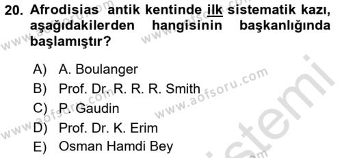 Türkiye´nin Kültürel Mirası 1 Dersi 2023 - 2024 Yılı (Final) Dönem Sonu Sınavı 20. Soru