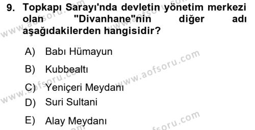 Türkiye´nin Kültürel Mirası 1 Dersi 2023 - 2024 Yılı (Final) Dönem Sonu Sınavı 9. Soru