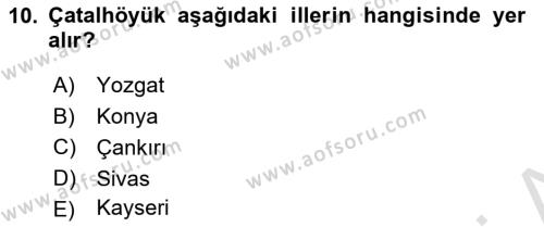 Türkiye´nin Kültürel Mirası 1 Dersi 2023 - 2024 Yılı Yaz Okulu Sınavı 10. Soru