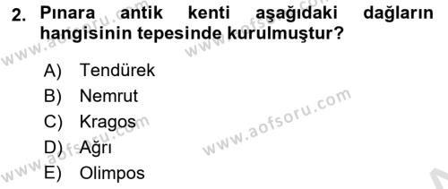 Türkiye´nin Kültürel Mirası 1 Dersi 2023 - 2024 Yılı Yaz Okulu Sınavı 2. Soru