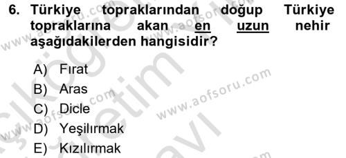 Türkiye´nin Kültürel Mirası 1 Dersi 2023 - 2024 Yılı Yaz Okulu Sınavı 6. Soru