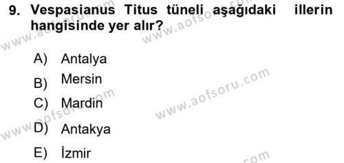 Türkiye´nin Kültürel Mirası 1 Dersi 2023 - 2024 Yılı Yaz Okulu Sınavı 9. Soru