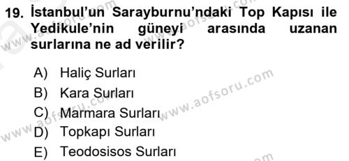 Türkiye´nin Kültürel Mirası 2 Dersi 2015 - 2016 Yılı (Vize) Ara Sınavı 19. Soru