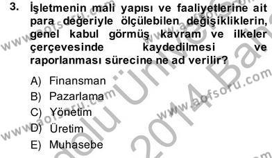 Otel Yönetimi Dersi 2013 - 2014 Yılı (Vize) Ara Sınavı 3. Soru