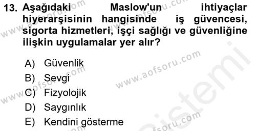 Otel Yönetimi Dersi 2018 - 2019 Yılı (Final) Dönem Sonu Sınavı 13. Soru